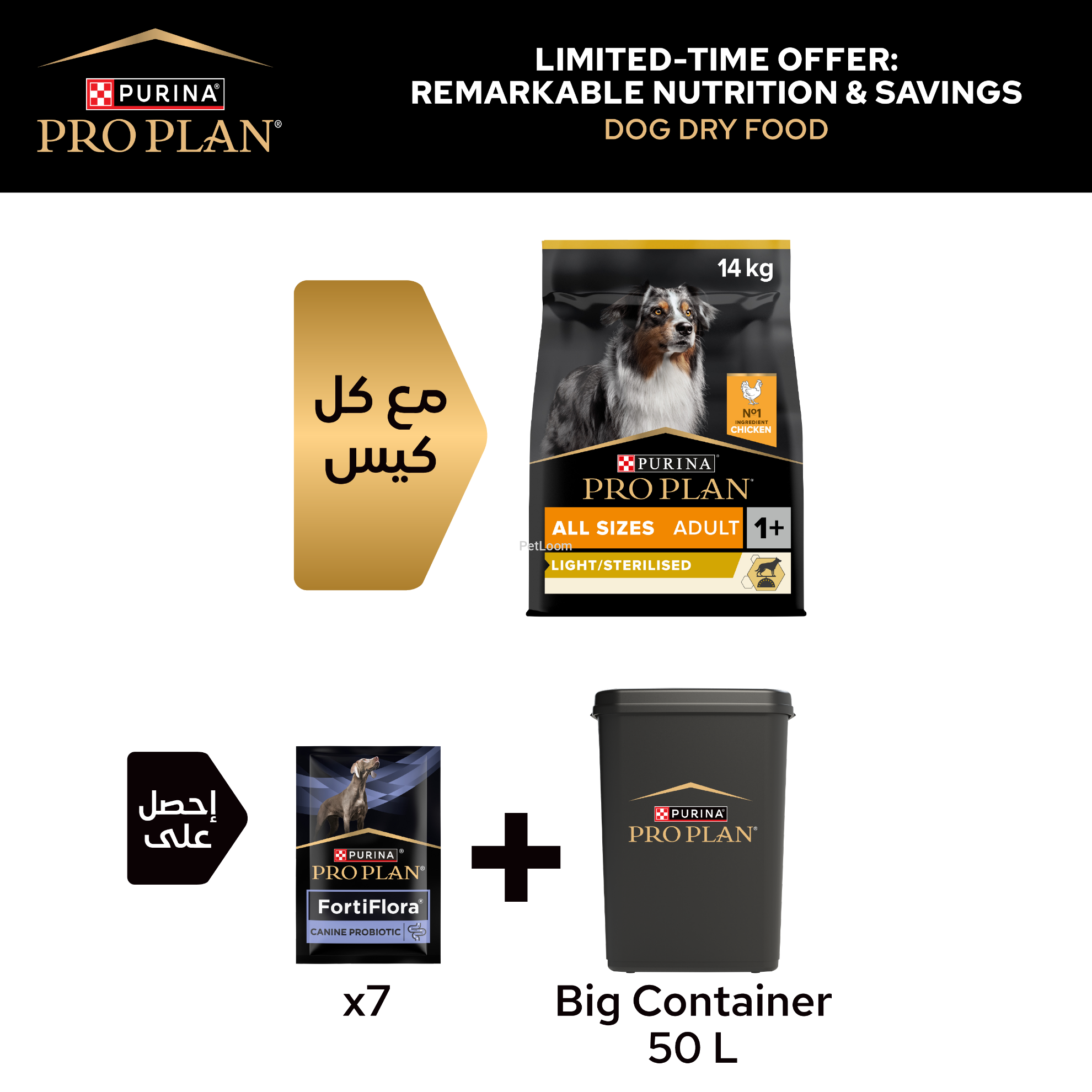 Purina Pro Plan Light Sterilised All Sizes Adult Dry Dog Food with Chicken – Limited-time Promotion