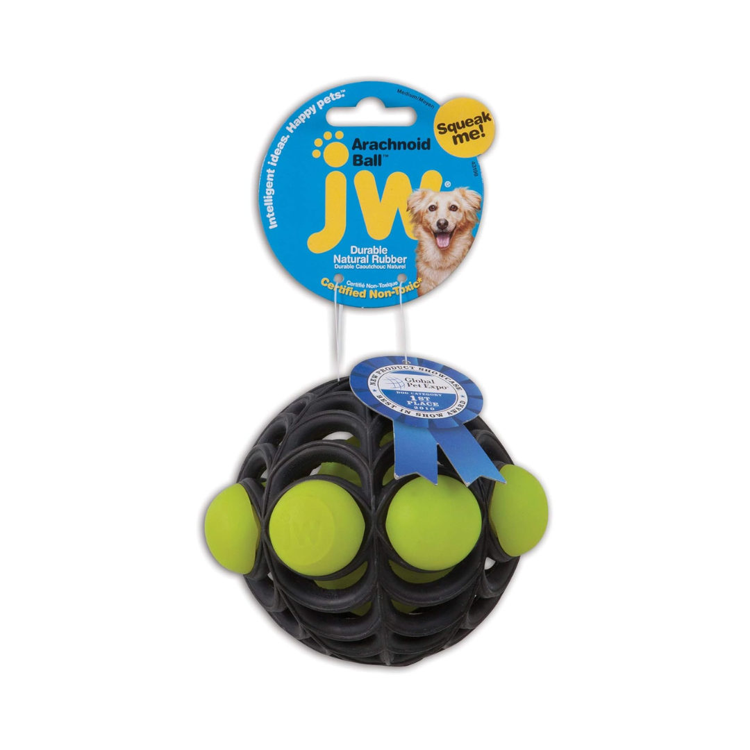 JW Pet Arachnoid Ball Dog Squeaker Toy – Assorted Colors | Medium