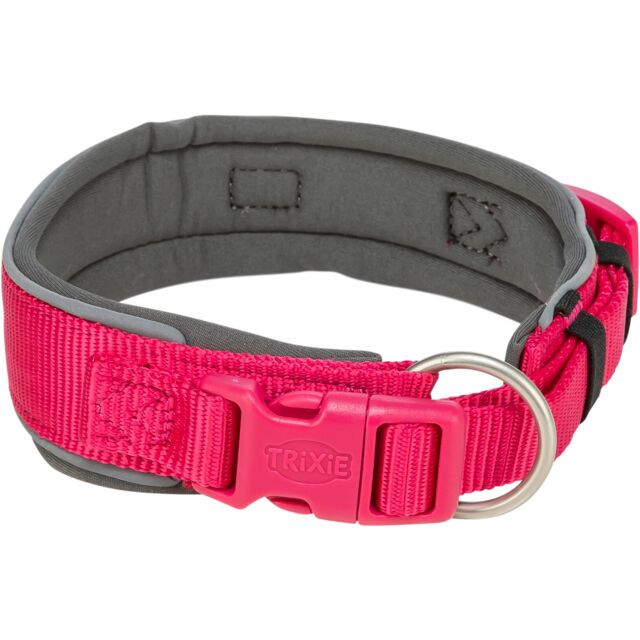 Trixie Premium Collar, Extra Wide – Fuchsia/Graphite – 46–55 cm / 50 mm (Size L)
