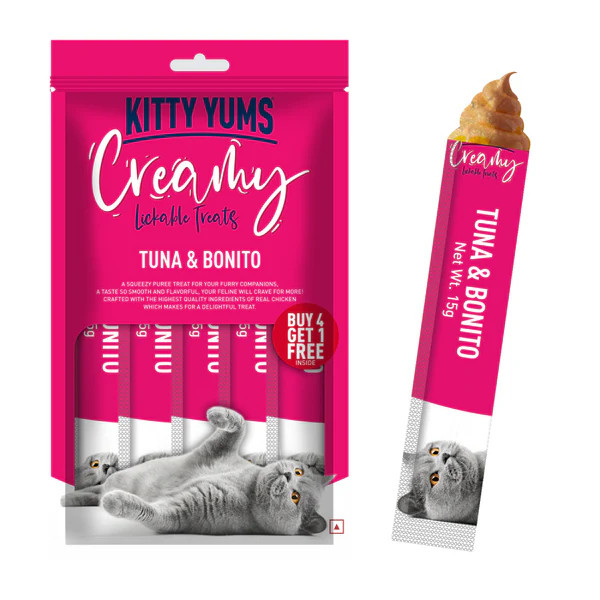 Kitty Yums Creamy Lickable Cat Treats – Tuna & Bonito
