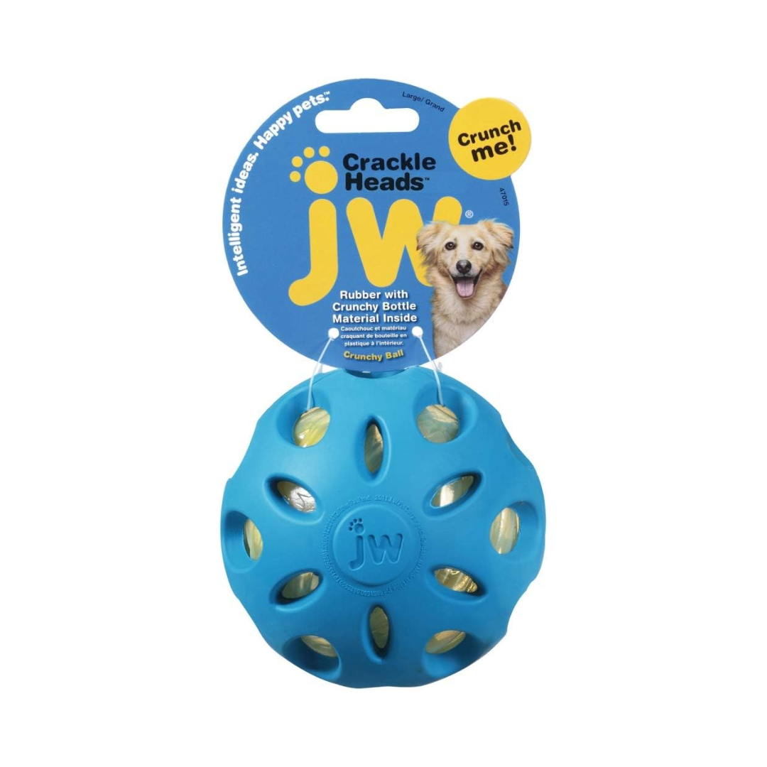 JW Crackle Heads Crunchy Ball Dog Toy – Assorted Colors | Large