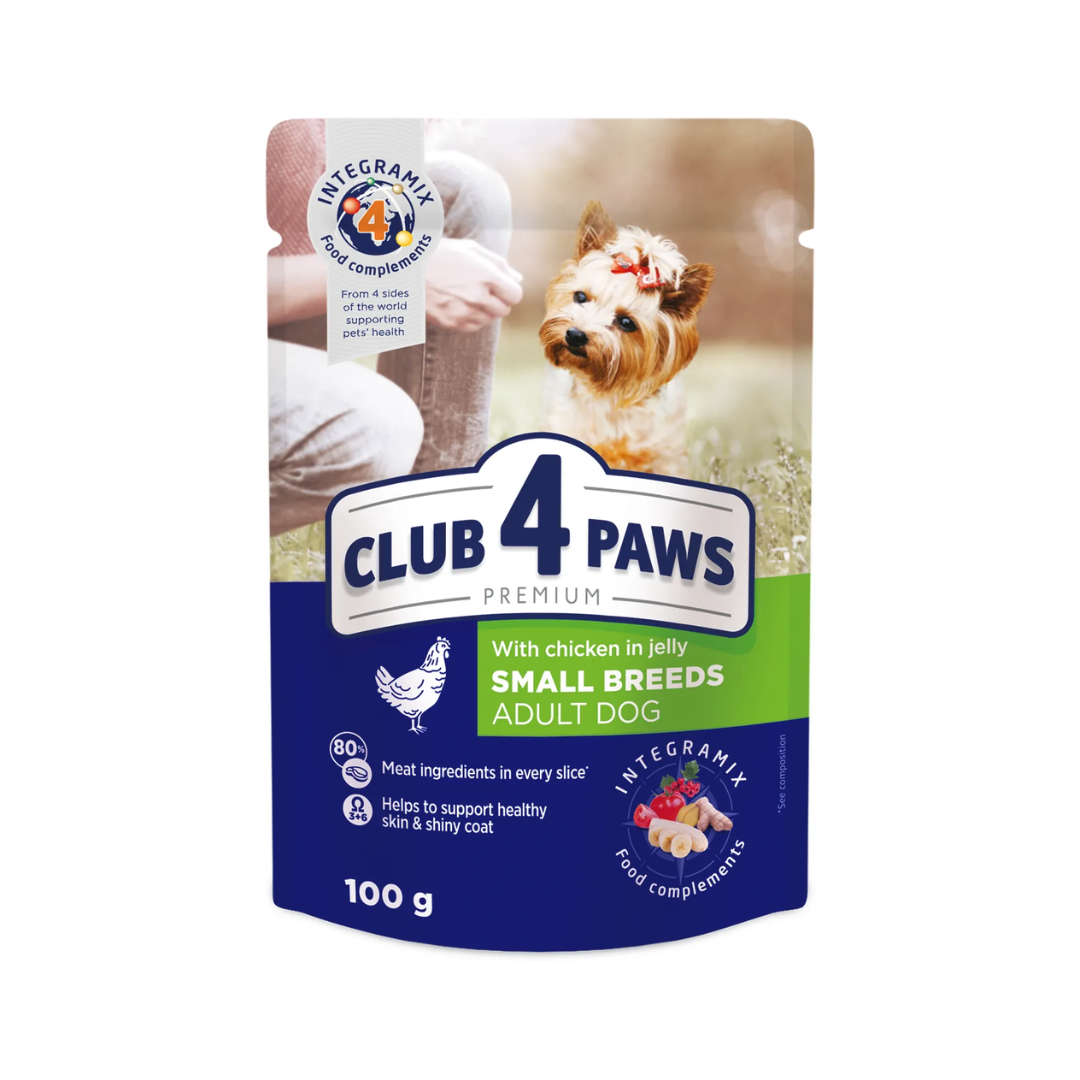 Club 4 Paws Premium Adult Dog Food for Small Breeds with Chicken in Jelly – 100g
