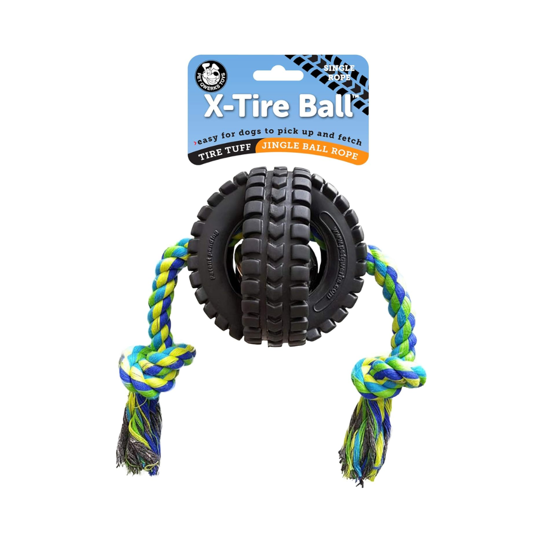 Pet Qwerks X-Tire Ball Rope Dog Toy - Large