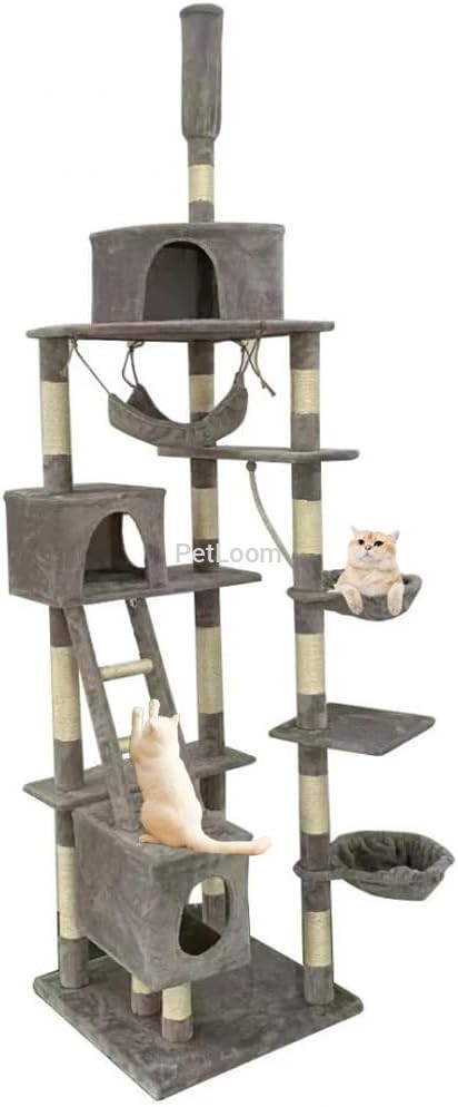 Extra Tall Multi-Level Cat Tree Tower with Adjustable Height – 255 cm