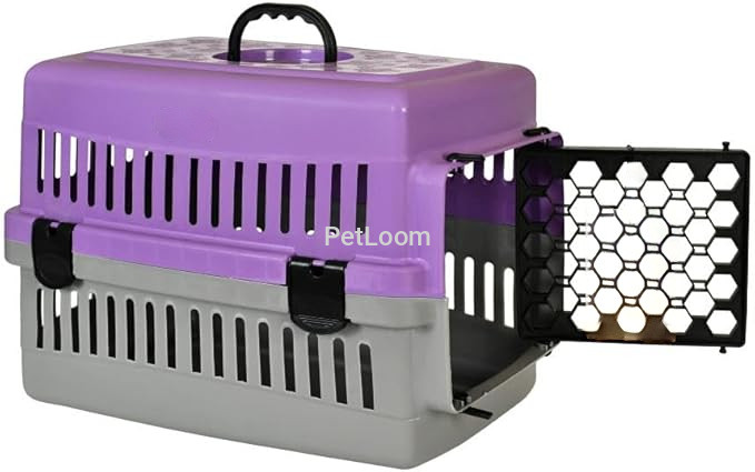 Plastic Pet Carrier – Purple & Grey