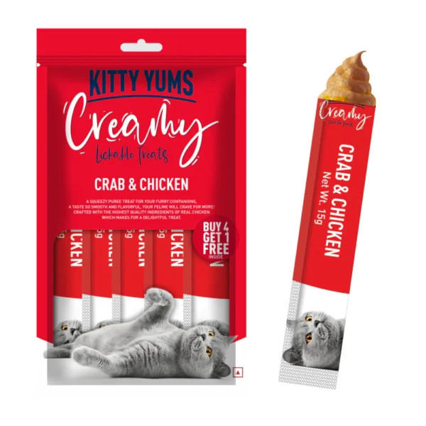 Kitty Yums Creamy Lickable Cat Treats – Crab & Chicken