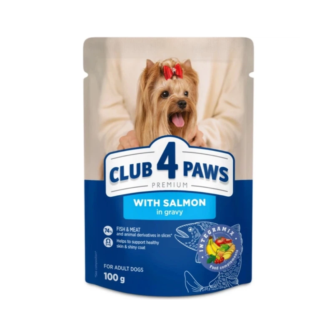 Club 4 Paws Premium Adult Dog Food with Salmon in Gravy – 100g