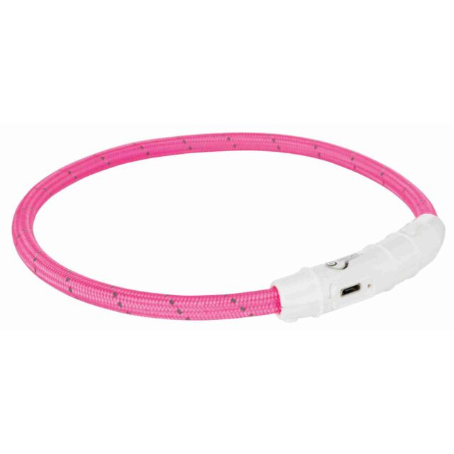 Flash light ring USB, TPU/nylon, L–XL: 65 cm/ø 7 mm, pink