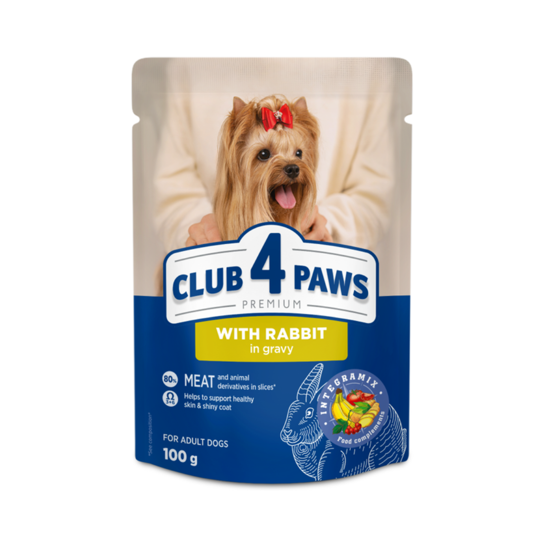 Club 4 Paws Premium Adult Dog Food with Rabbit in Gravy – 100g