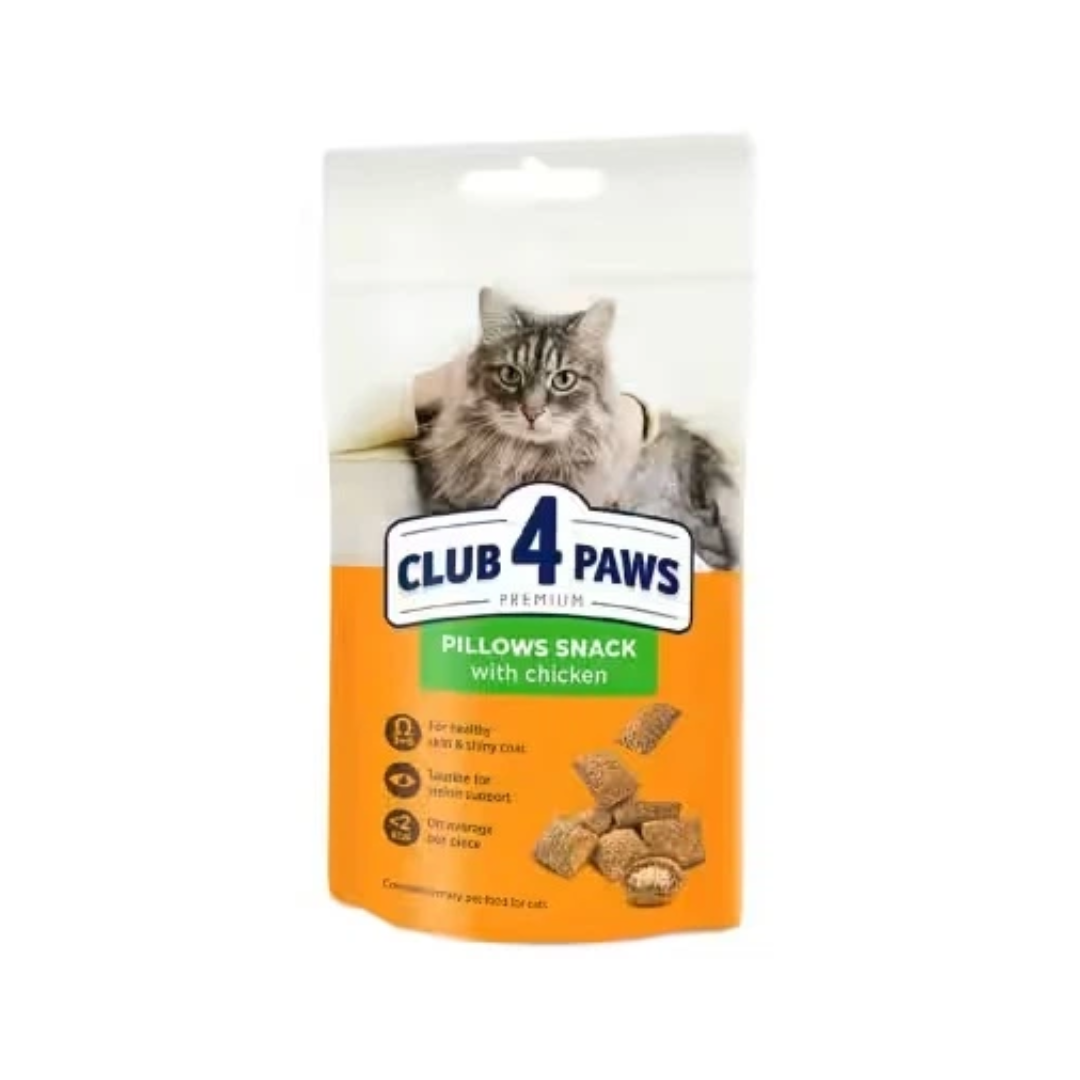 Club 4 Paws Premium Cat Treats Pillows Snack with Chicken