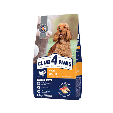 Club 4 Paws Premium Light Dry Food for Adult Dogs of Medium and Large Breeds