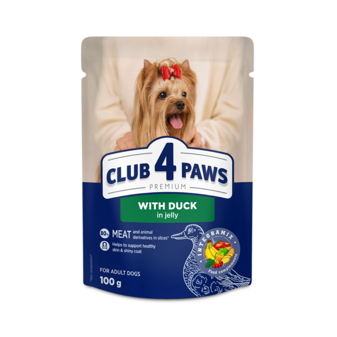 Club 4 Paws Premium Adult Dog Food with Duck in Jelly – 100g