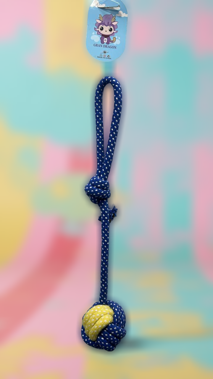 Rope Tug Toy with Loop Handle & Knot Ball – Durable Chew & Fetch Toy for Dogs