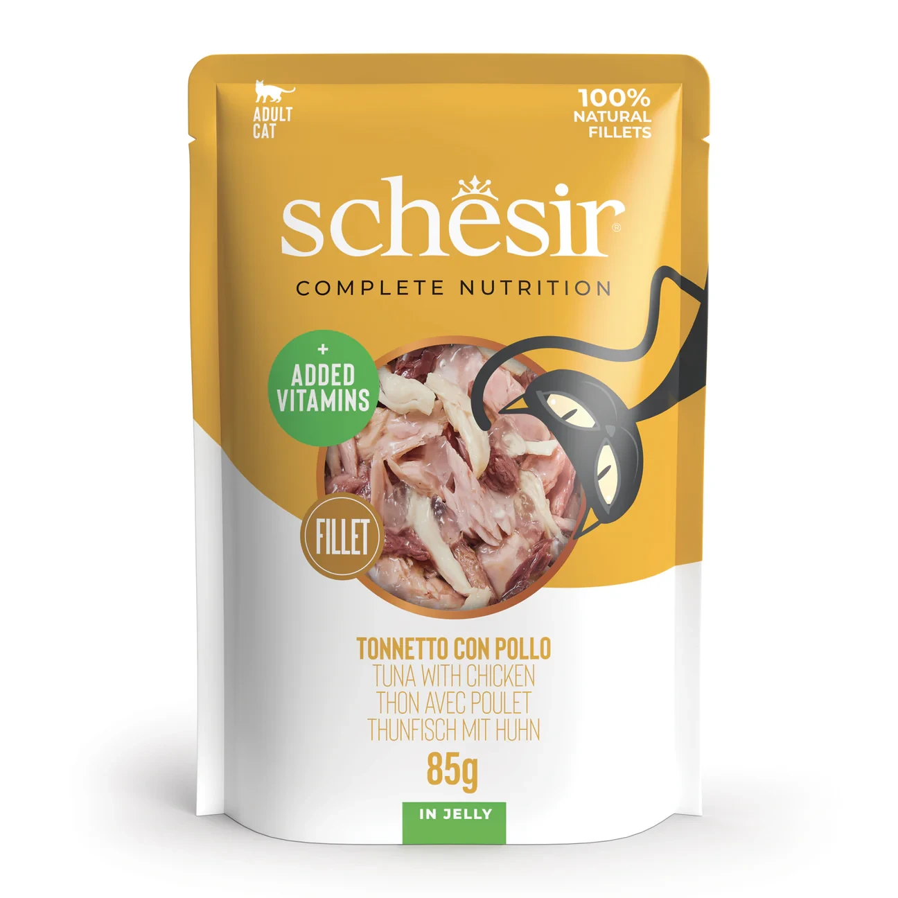 Schesir Complete Nutrition – Tuna & Chicken Fillets in Jelly – 85g Pouch