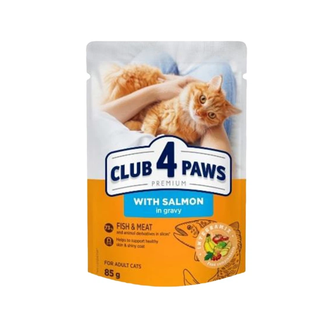 Club 4 Paws Premium Cat Food with Salmon in Gravy – 85g