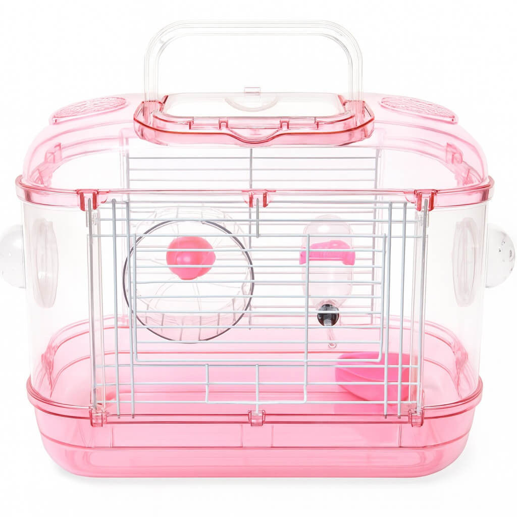Hamster Cage – Pink Acrylic with Complete Accessories