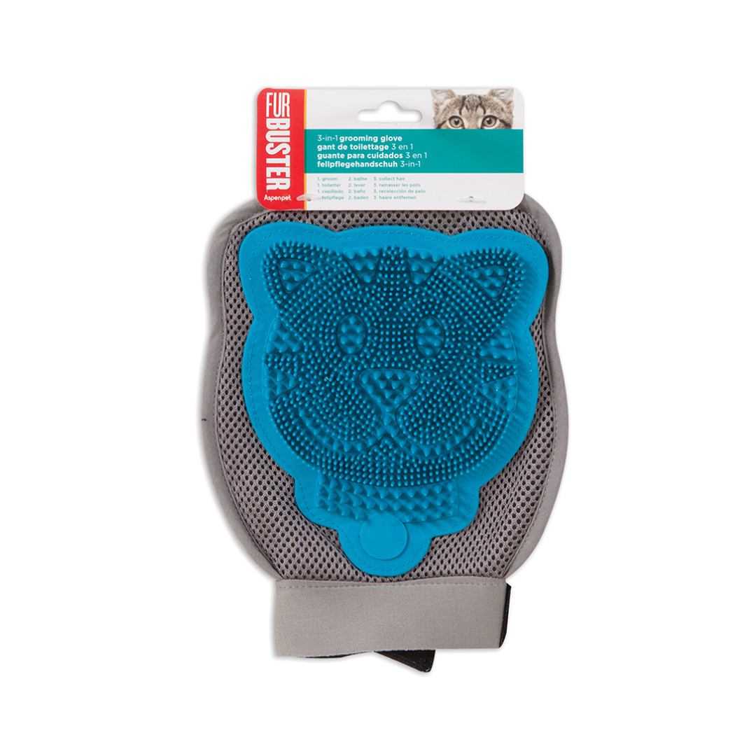 Aspen Pet FurBuster 3-in-1 Grooming Glove for Cats – Assorted Colors