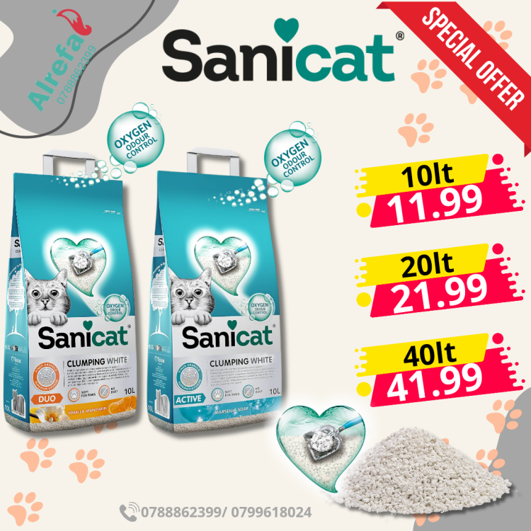 Sanicat Clumping White Cat Litter – Special Offer (10L, 20L, 40L)