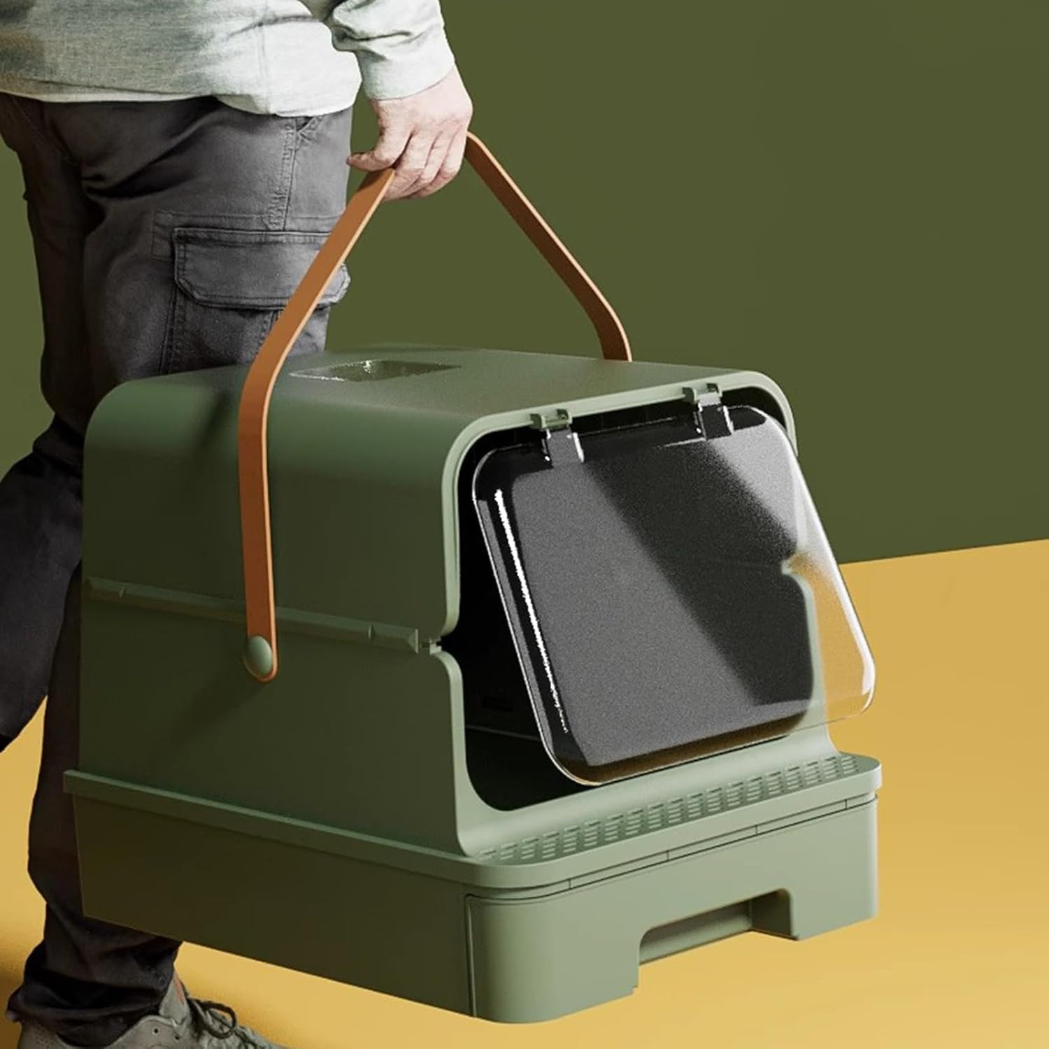 Enclosed Cat Litter Box with Handle