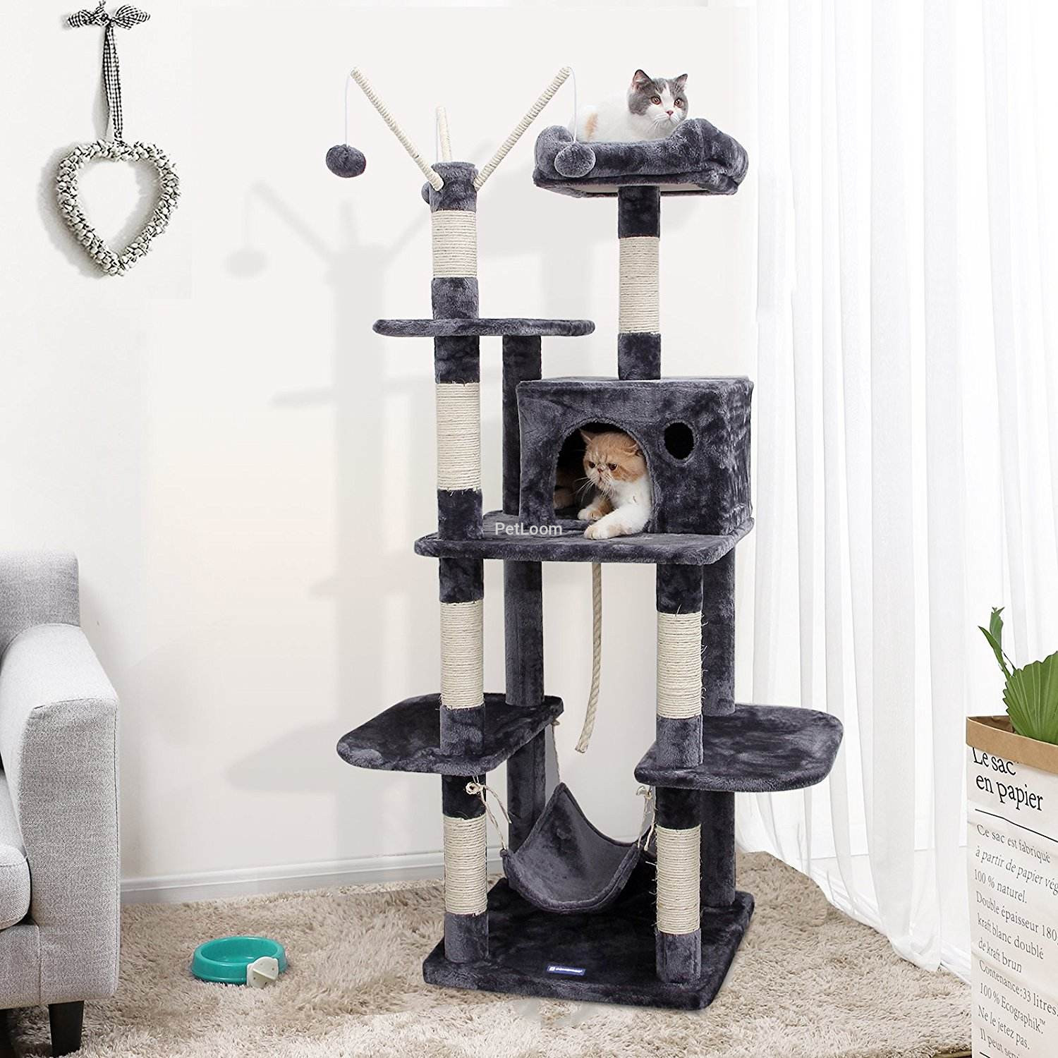 Deluxe Multi-Level Cat Tree Tower with Hammock, Condo & Scratching Posts – 154 cm
