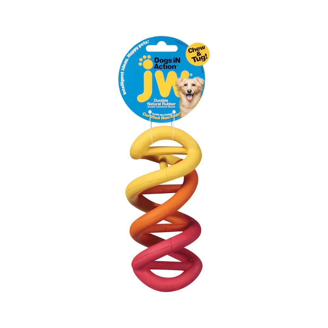 JW Dogs in Action Durable Rubber Chew & Tug Dog Toy – Large | Assorted Colors