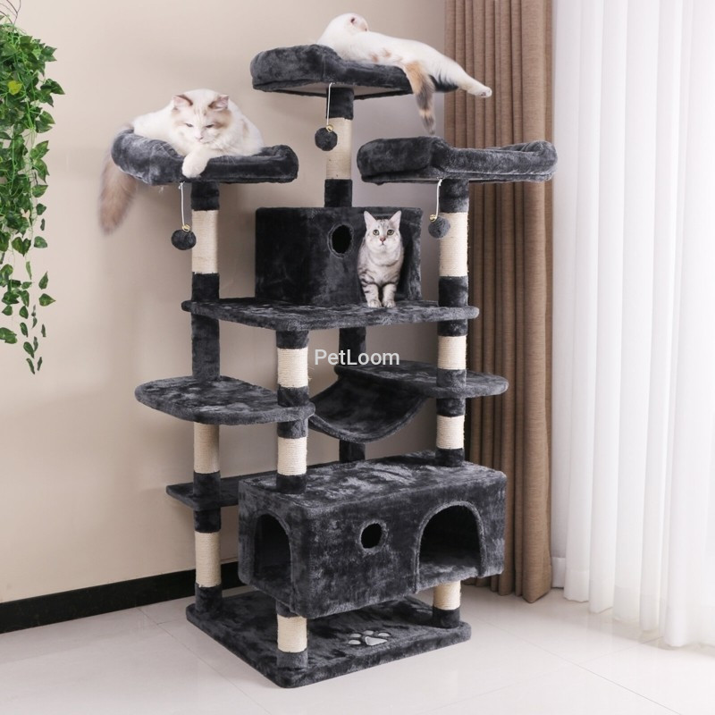 Multi-Level Cat Tree Tower with Scratching Posts & Condos