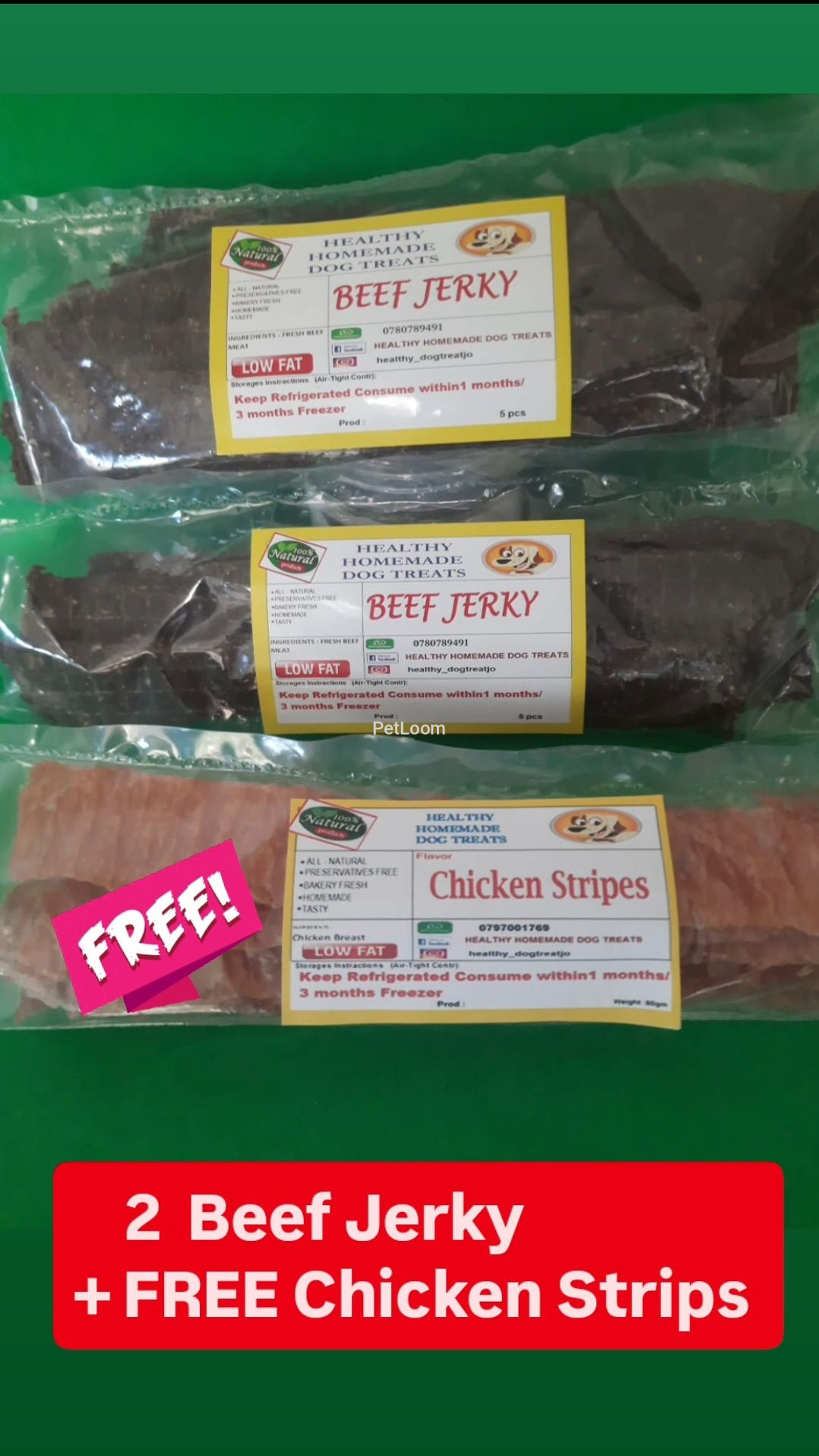 Buy 2 Beef Jerky & Get FREE "Chicken Stripes "
