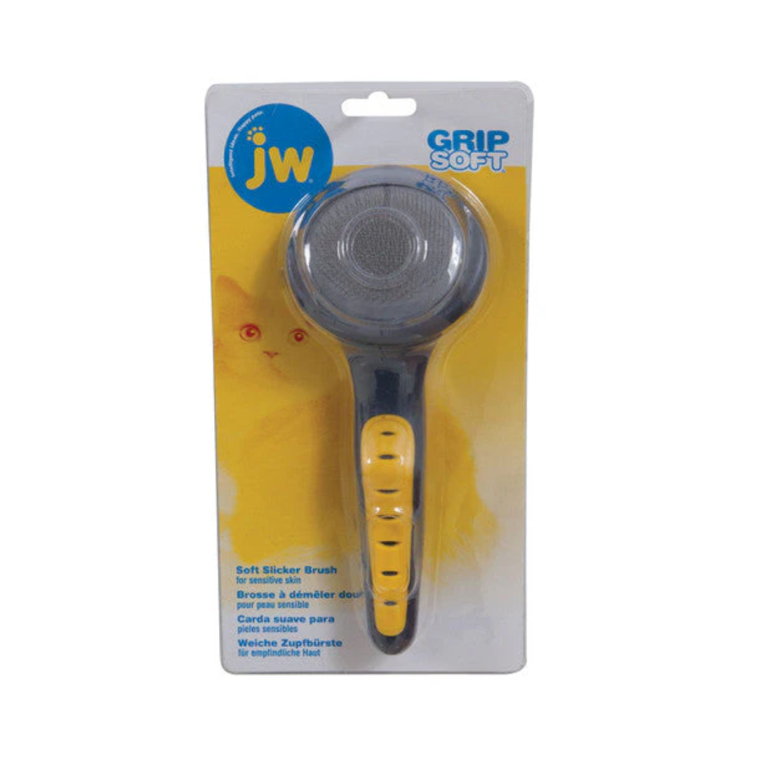 JW GripSoft Soft Slicker Brush for Cats & Sensitive Skin – Assorted Colors