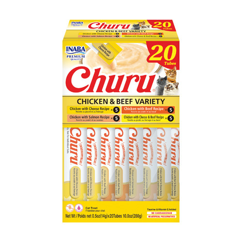 INABA Churu Chicken & Beef Variety Box – Lickable Cat Treats (20 Tubes)
