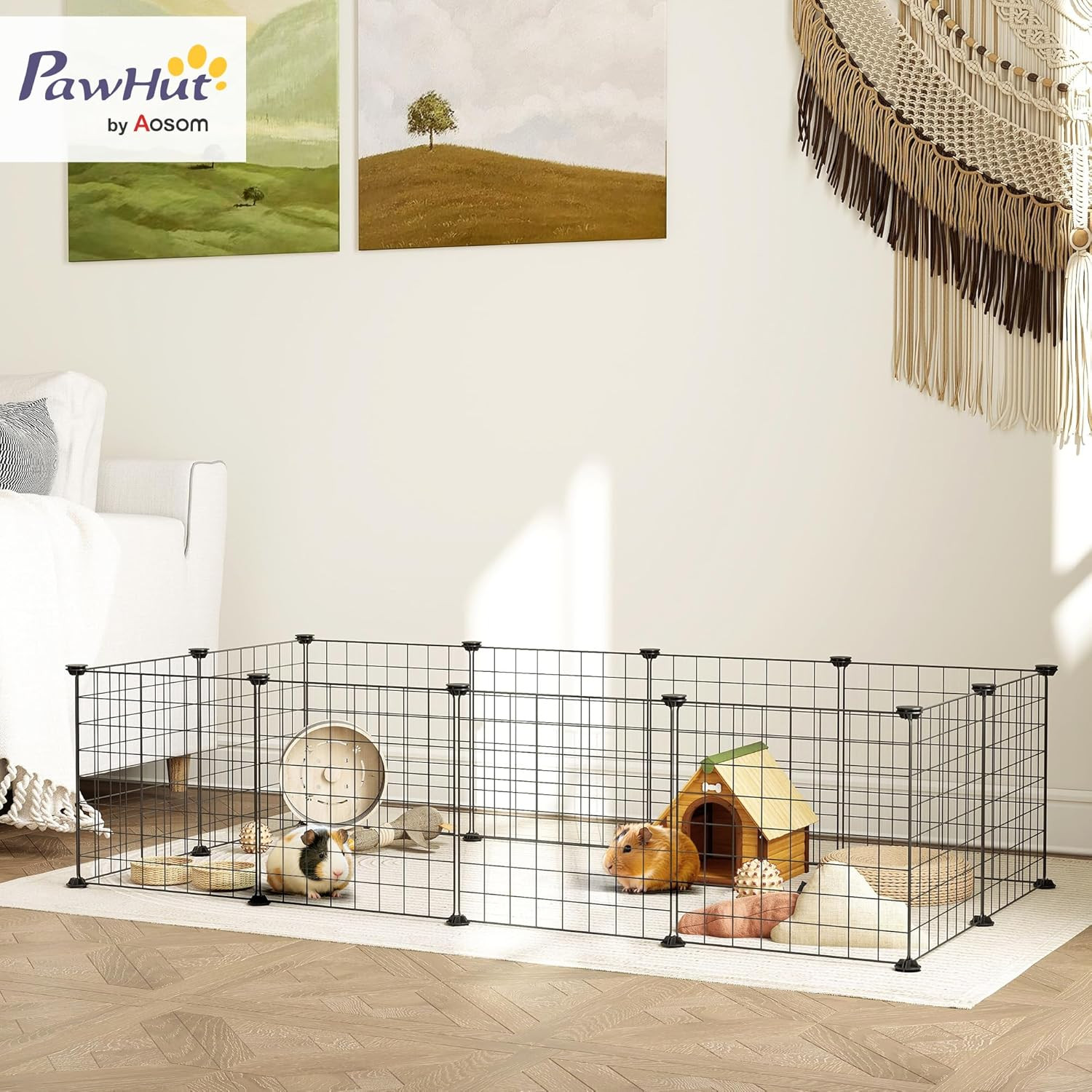 PawHut Metal Wire Pet Playpen – 12 Panels (36 cm Height)