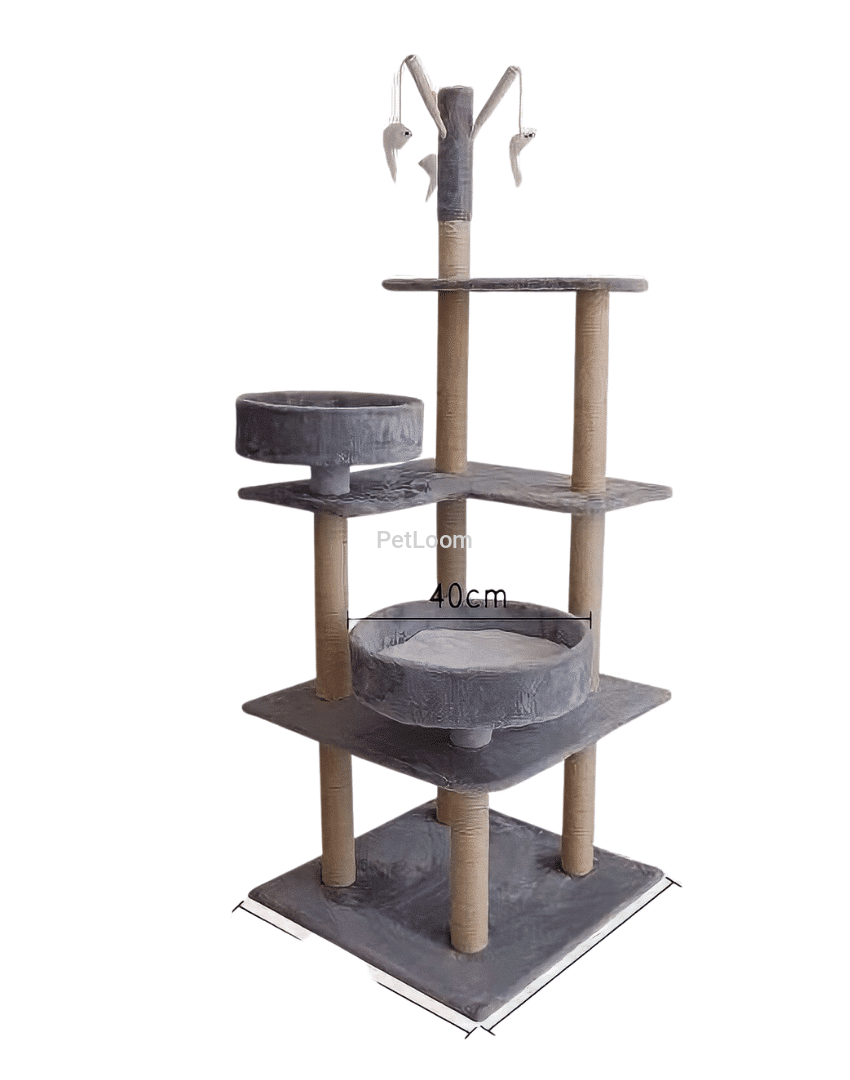 Multi-Level Cat Tree Tower with Double Beds, Scratching Posts & Hanging Toys – 164 cm