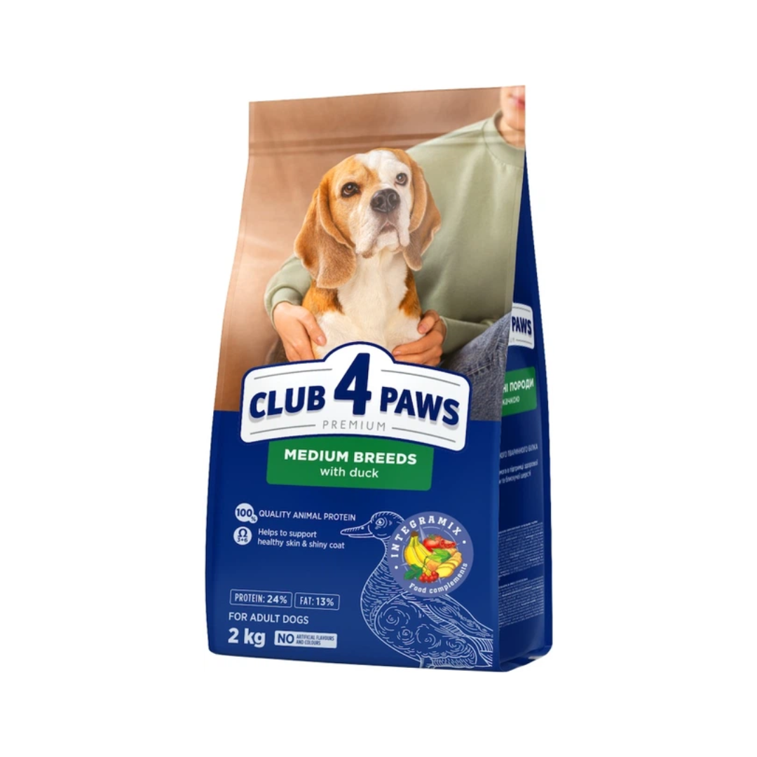 Club 4 Paws Premium Adult Dry Dog Food with Duck for Medium Breeds