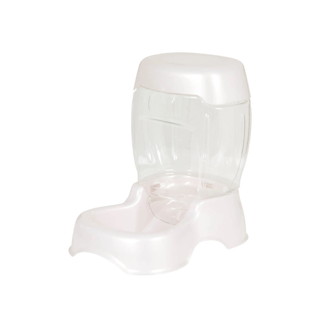 Petmate Pet Café Feeder – 6 lb (2.72 kg) – Gravity Automatic Pet Feeder – Pearl White