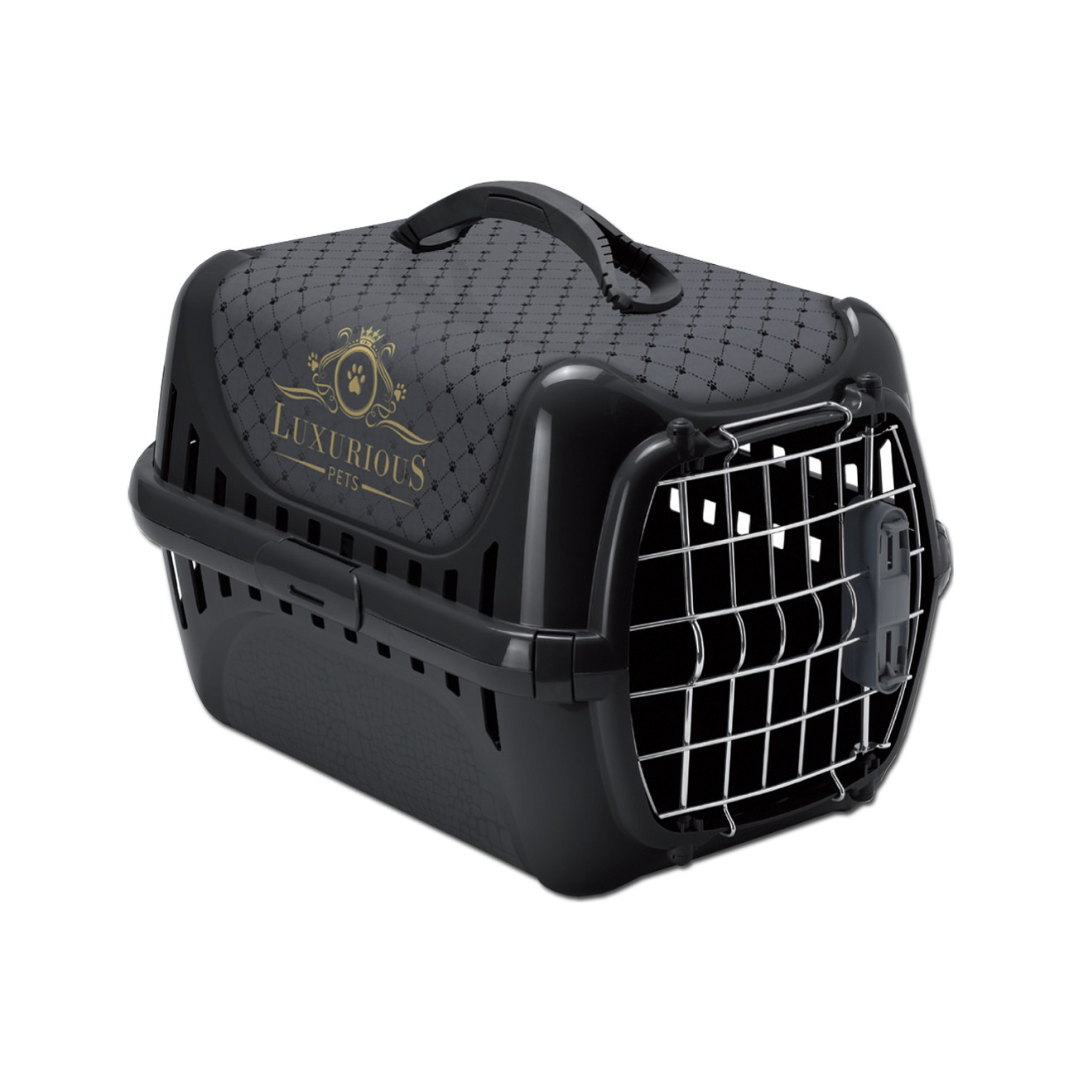 Luxurious Pets Hard Plastic Pet Carrier – Small/Medium Pets (L 50.1 x W 32 x H 34.5 cm)