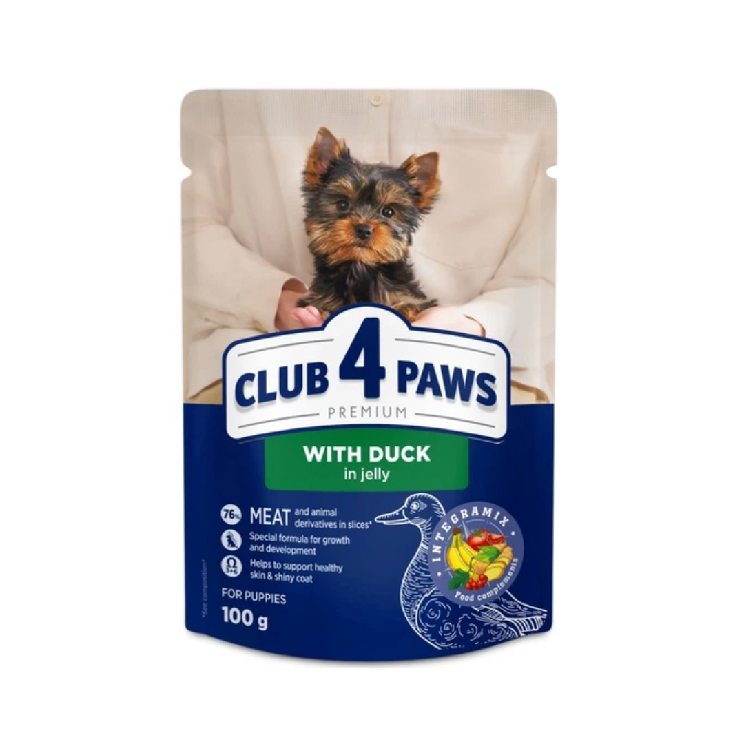 Club 4 Paws Premium Puppy Food with Duck in Jelly – 100g