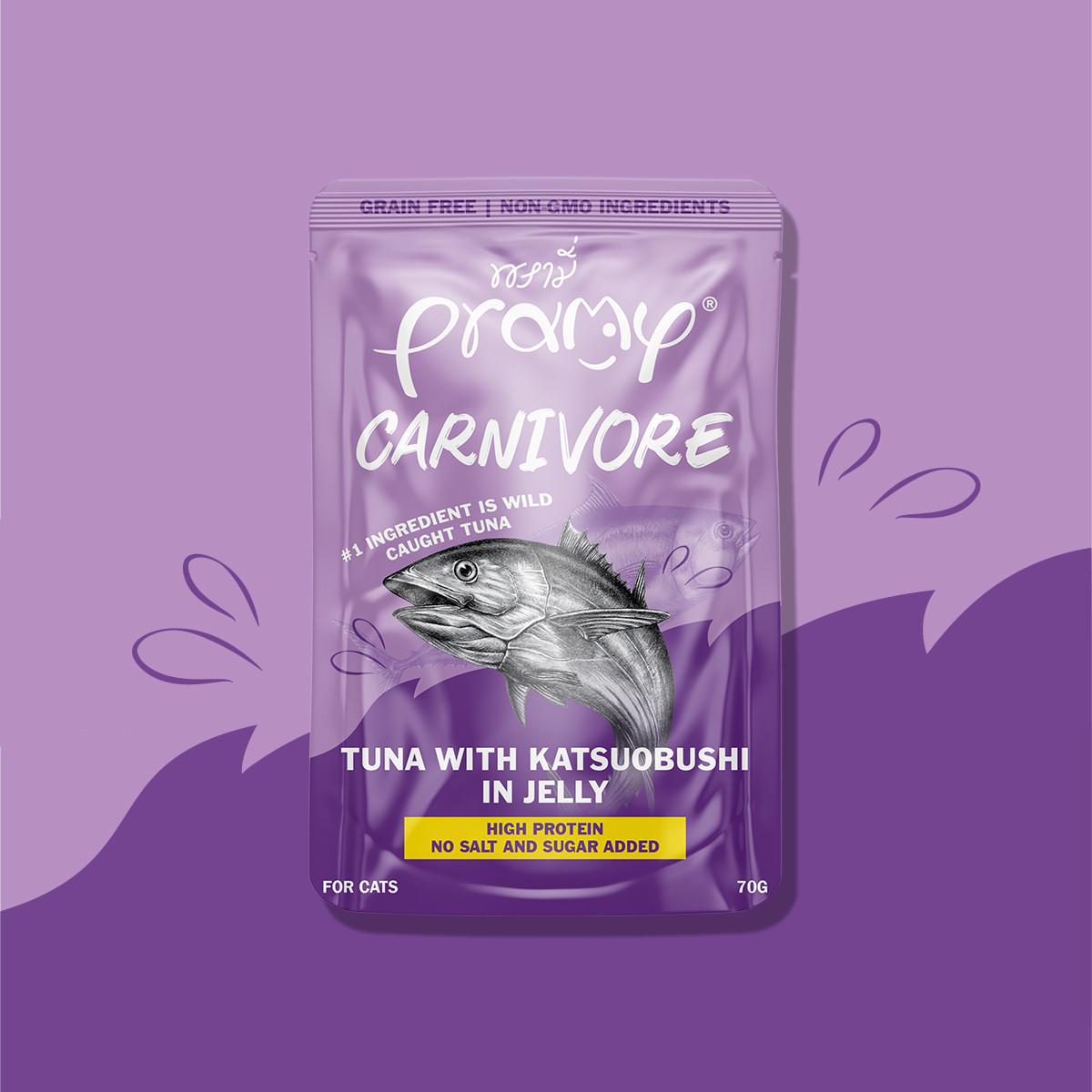 Pramy Carnivore Tuna with Katsuobushi in Jelly – Wet Cat Food (70 g)