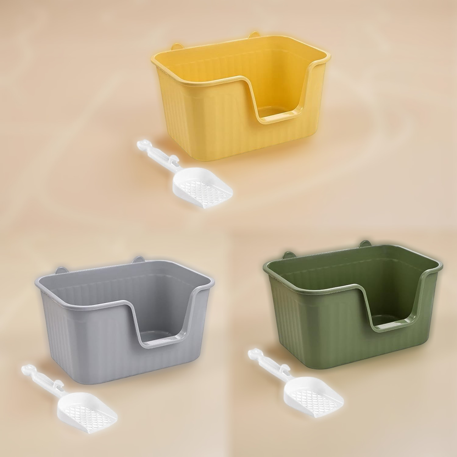 Open Cat Litter Box with Scoop