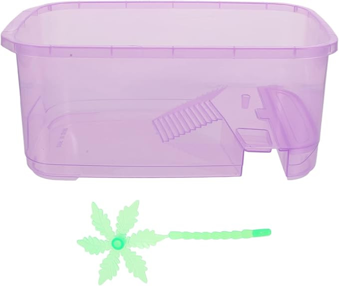 Turtle & Reptile Habitat Tank – Purple with Palm Decoration