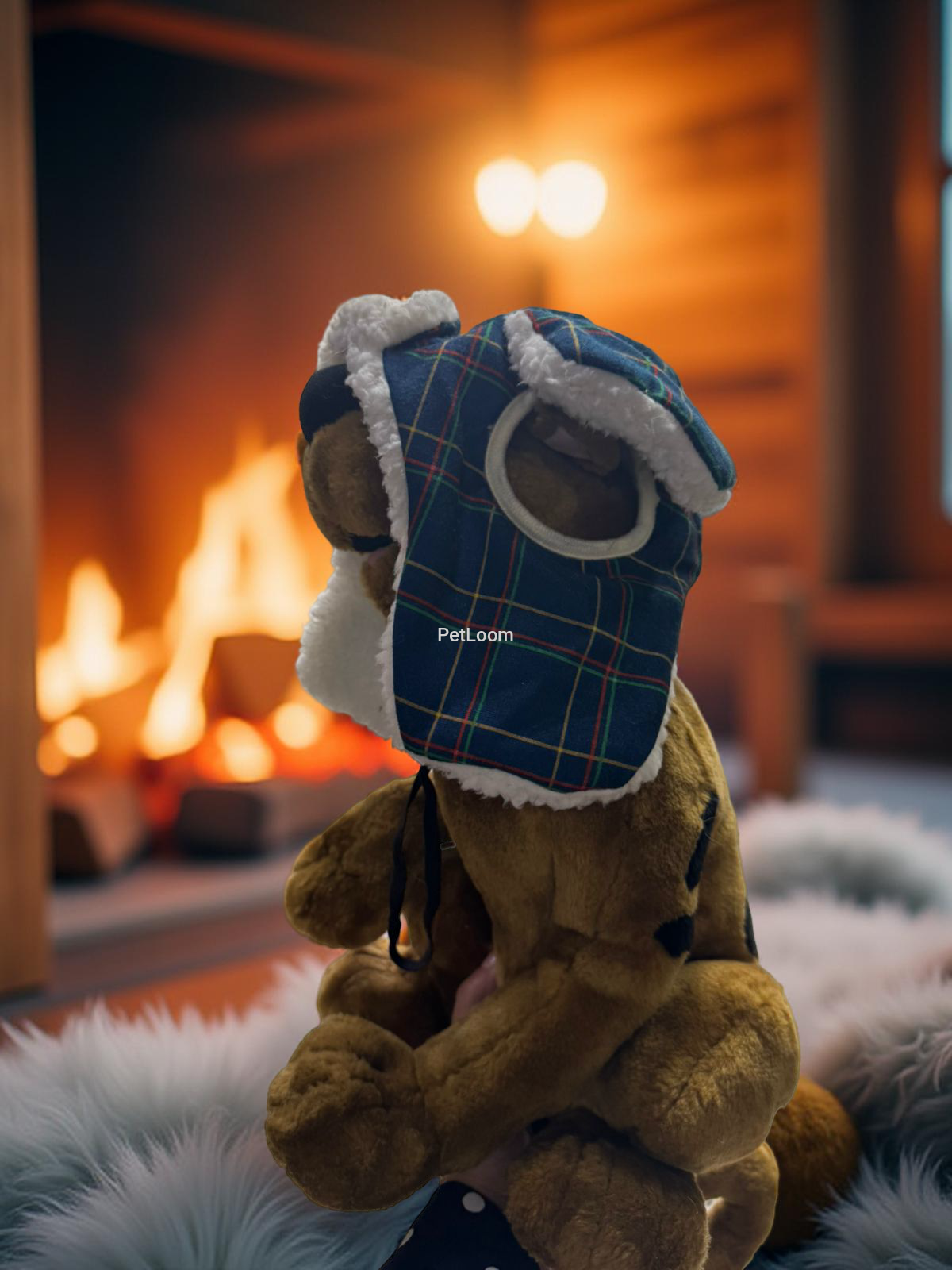 Winter Plaid Sherpa Hat for Dogs – Blue Tartan Design
