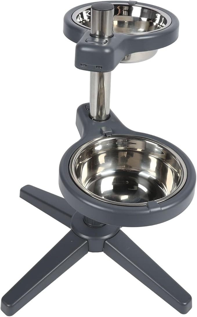 Adjustable Double Elevated Dog Bowl Stand – With Stainless Steel Bowls