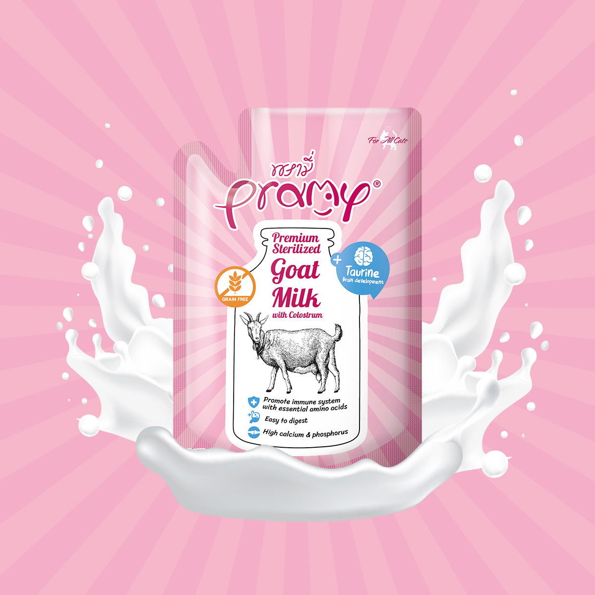 Pramy Premium Sterilized Goat Milk with Colostrum & Taurine – Cat Milk Supplement (60 g)