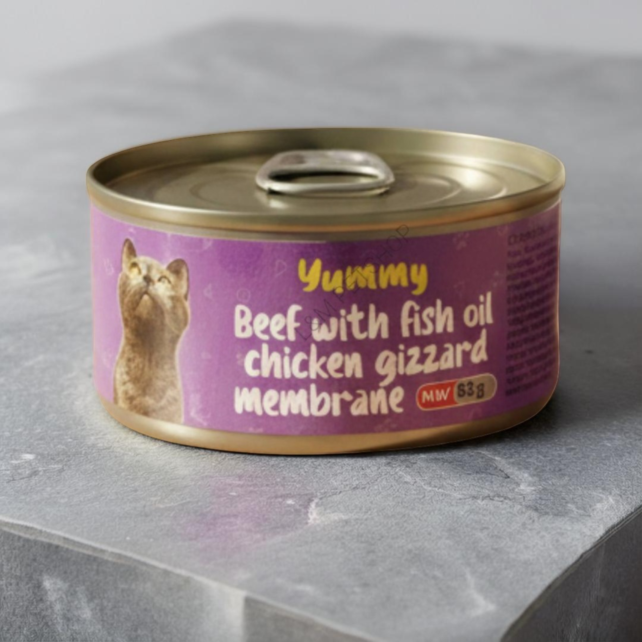Yummy Beef with Fish Oil & Chicken Gizzard Membrane – Wet Cat Food Can