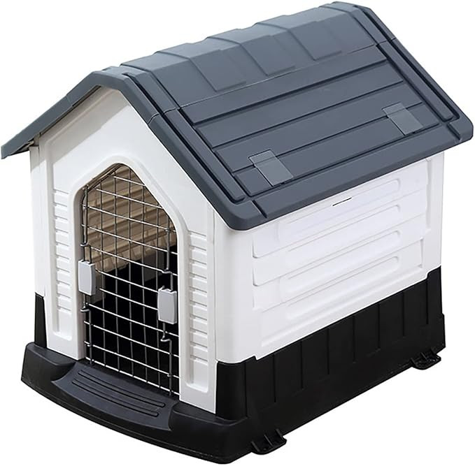Large Plastic Outdoor Dog House – Weatherproof with Lockable Door & Ventilation
