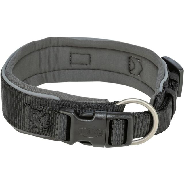 Trixie Premium Collar, Extra Wide – Black/Graphite – 53–62 cm / 50 mm (Size L–XL)