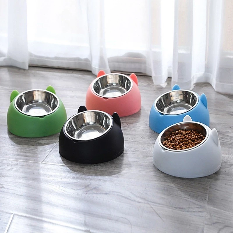 Cute Cat Ear Stainless Steel Pet Bowl – Assorted Colors