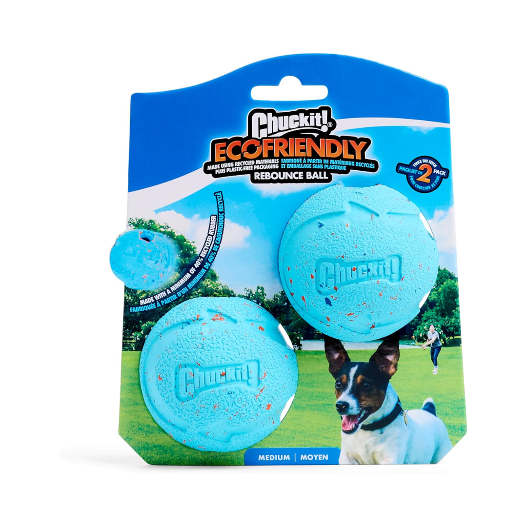 Chuckit! EcoFriendly ReBounce Ball Dog Toy – Medium (2 Pack) – Assorted Colors