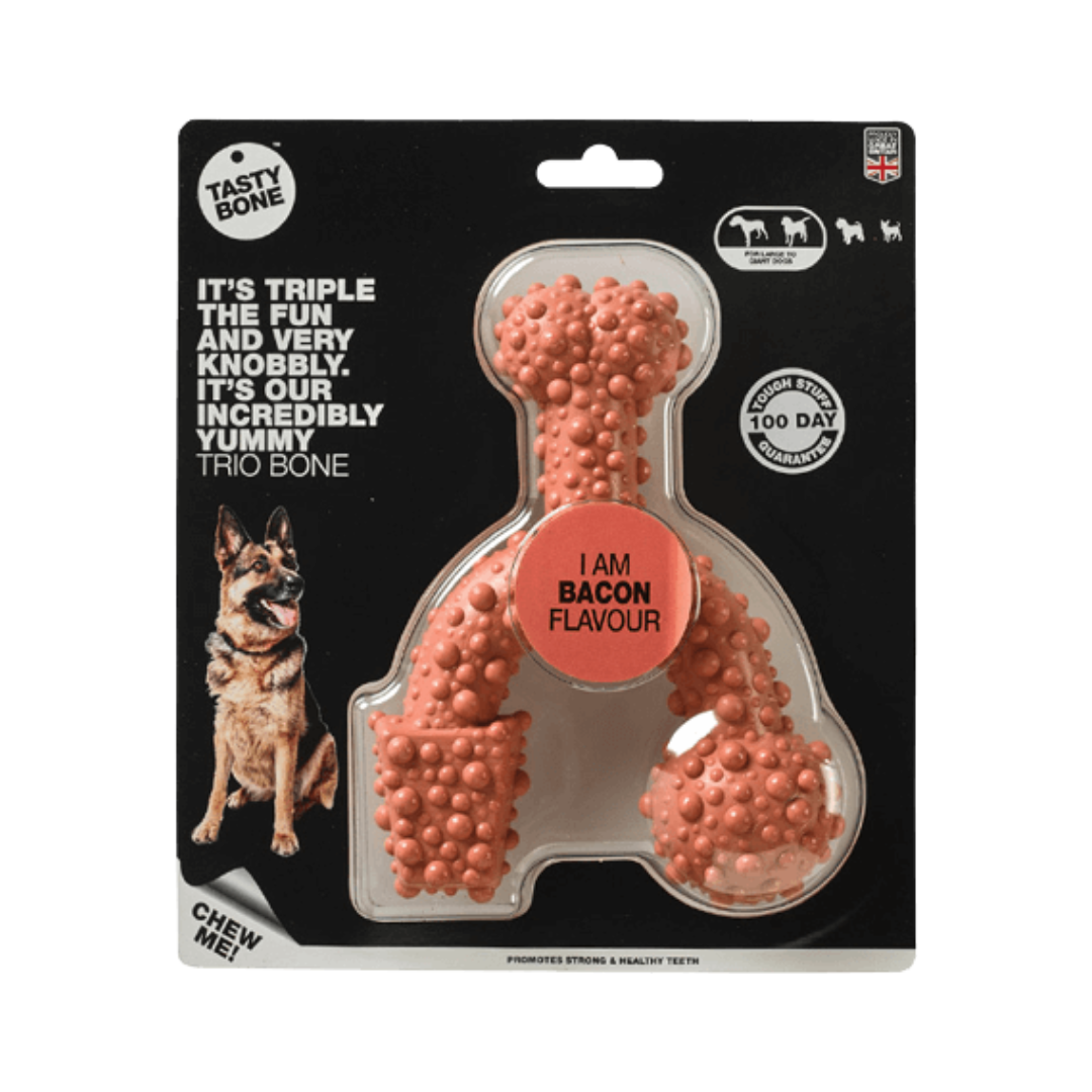Tasty Bone Super Tough Trio Bone – Bacon Flavor