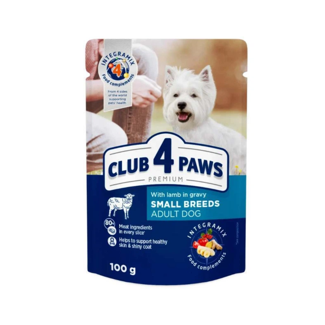 Club 4 Paws Premium Adult Dog Food for Small Breeds with Lamb in Gravy – 100g
