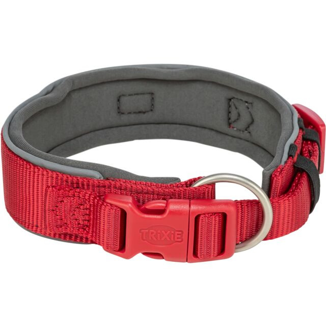 Trixie Premium Collar, Extra Wide – Red/Graphite – 53–62 cm / 50 mm (Size L–XL)