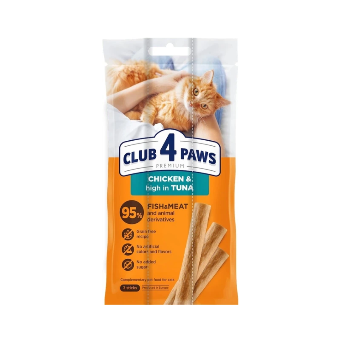 Club 4 Paws Premium Cat Treats Chicken & Tuna Sticks – 3 Sticks